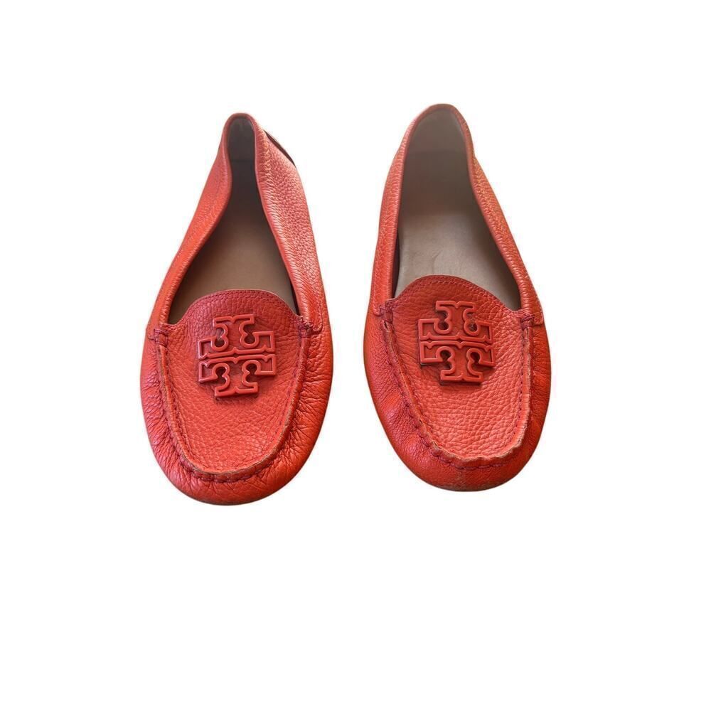 Tory Burch Lowell 2 Driver loafer, Spicy Orange tumbled leather size 8m